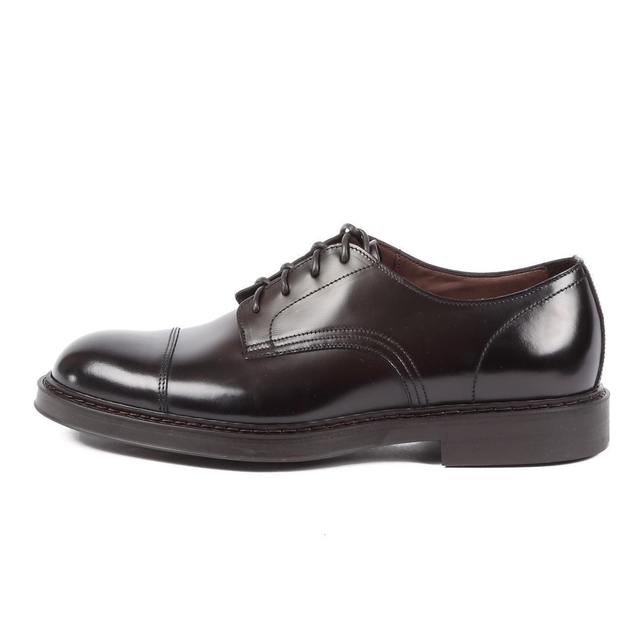 DOUCAL`S Scarpe Derby In Pelle Spazzolata Con Puntale Uomo Ebano DU2524BRUGUF1119 TM02EBANO 