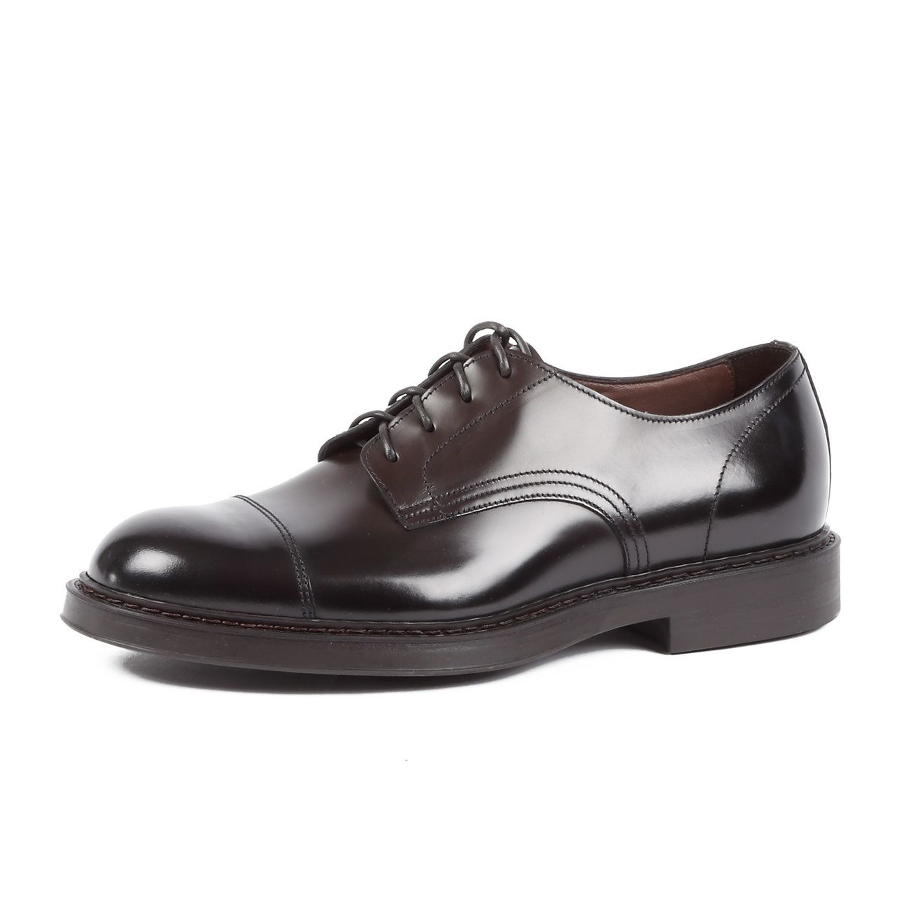 DOUCAL`S Scarpe Derby In Pelle Spazzolata Con Puntale Uomo Ebano DU2524BRUGUF1119 TM02EBANO 