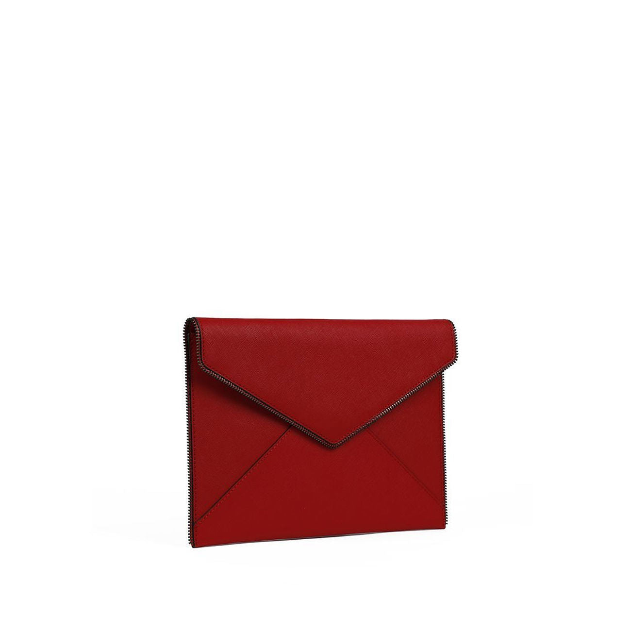 REBECCA MINKOFF Borsa Leo Clutch In Pelle Saffiano Donna Blood Orange/Gun Metal RM/HSP7GSSC17 811BLOODORAN/GOURMET 