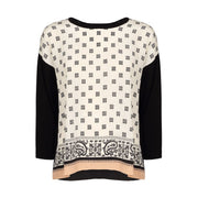 MAX MARA WEEKEND Maglia Clown In Viscosa Con Inserto In Seta Fantasia Donna Nero Beige MM/CLOWN 002NERO/BEIGE 