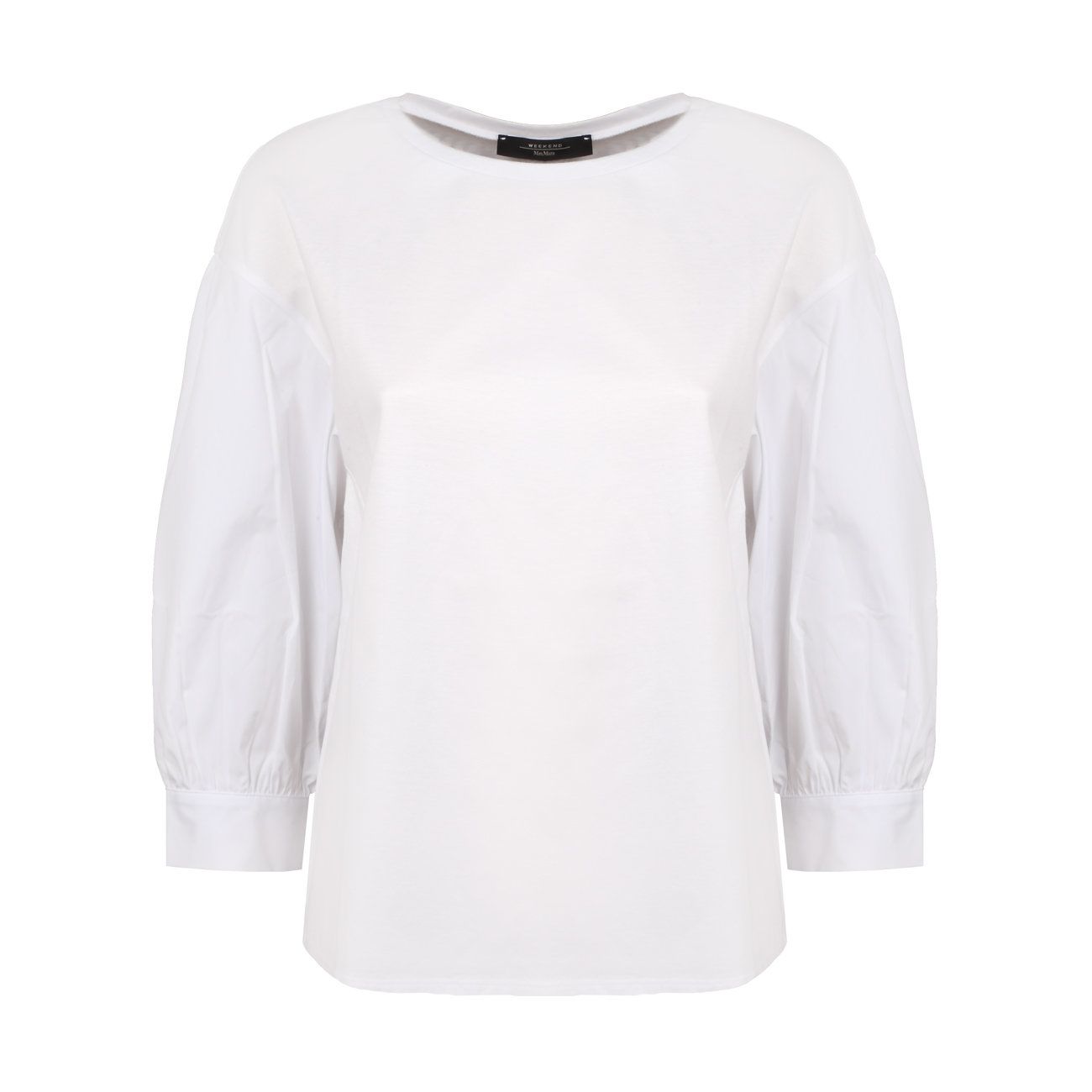 MAX MARA WEEKEND T-Shirt Sax Con Scollo A Barca E Maniche In Popeline Donna Bianco MM/SAX 001BIANCO 