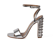 STEVE MADDEN Sandali Con Tacco Grosso Borchiato ARIANNA ARGENTO 