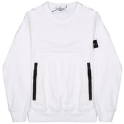 STONE ISLAND Felpa Girocollo Con Tasca A Marsupio Zip Kids Bianco ST/721662442 V0001BCO 