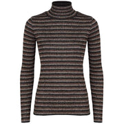 NENETTE Maglia A Righe Lame' A Collo Alto Donna Nero Beige NE/30TJ/MARZIO 0700/NEROBEIGE 