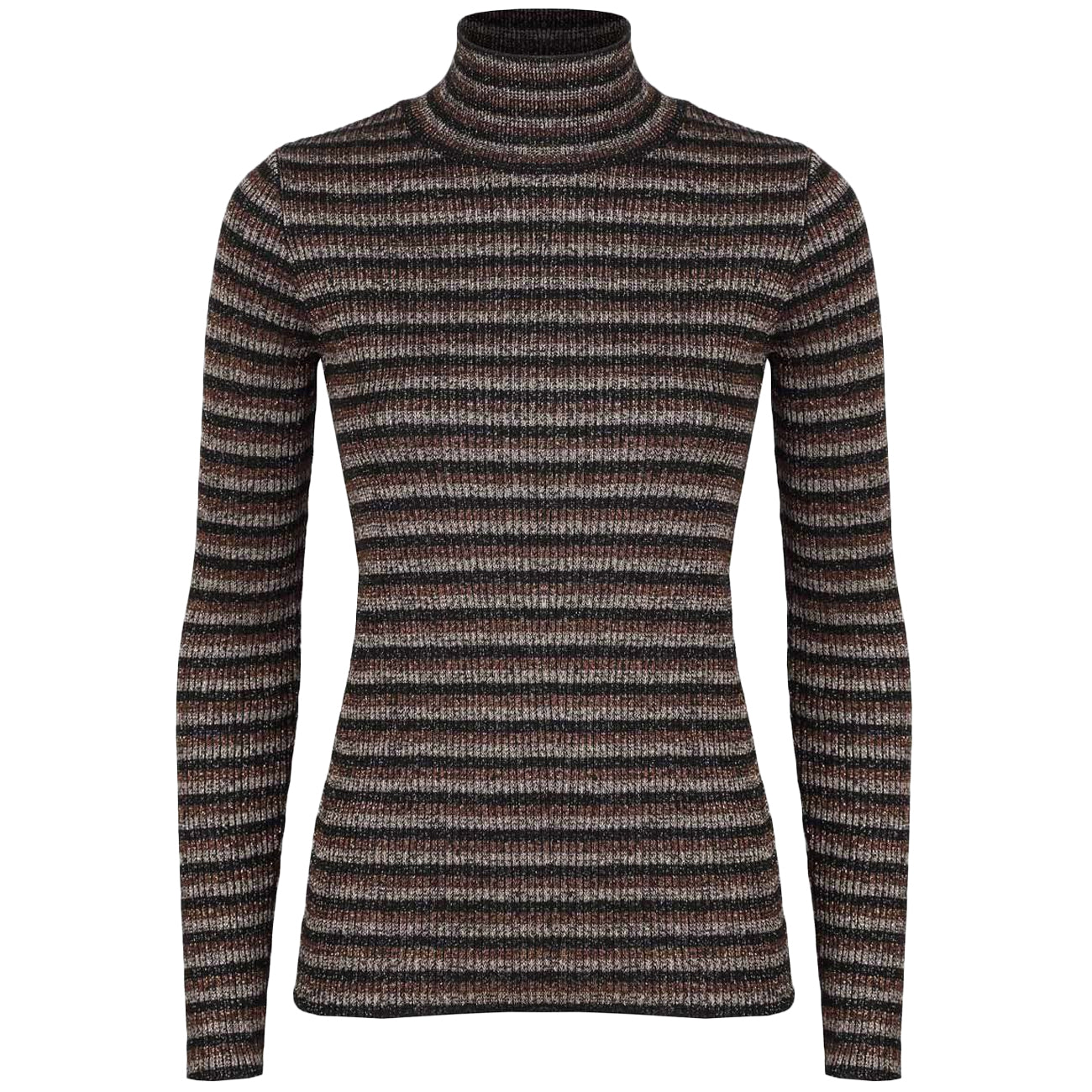 NENETTE Maglia A Righe Lame' A Collo Alto Donna Nero Beige NE/30TJ/MARZIO 0700/NEROBEIGE 