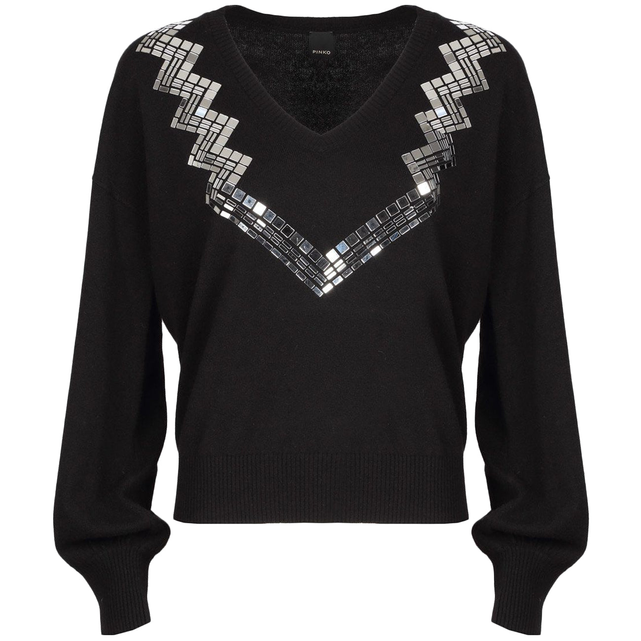 PINKO Pull Con Scollo A V E Specchietti Donna Nero 1B14VB/Y6MY Z99 NERO 