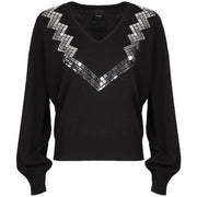 PINKO Pull Con Scollo A V E Specchietti Donna Nero 1B14VB/Y6MY Z99 NERO 
