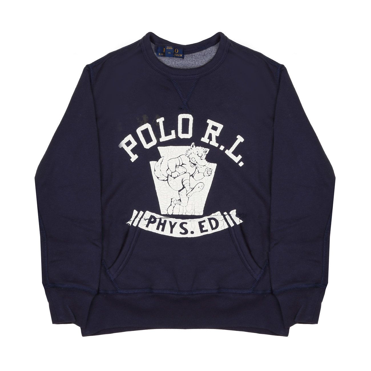 POLO RALPH LAUREN Felpa Stampata Girocollo Bambino Navy Bianco 323799370 001 NAVY/BIANCO 