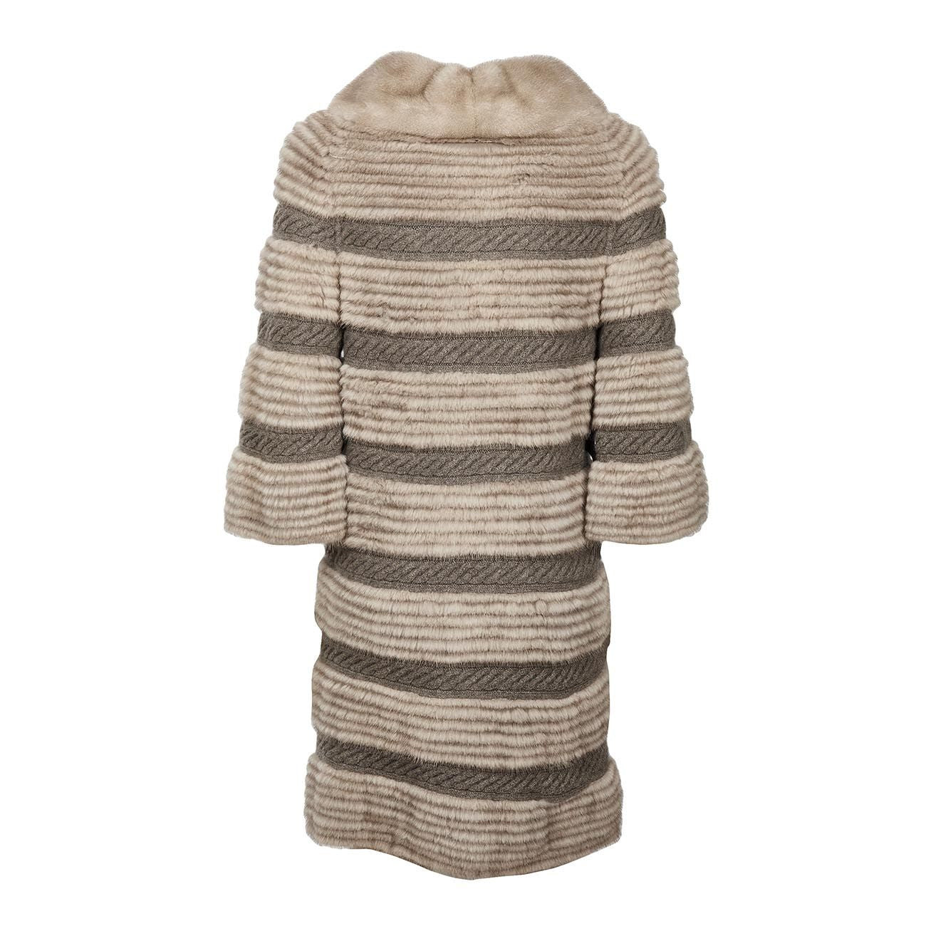 YVES SALOMON Cappotto In Visone Donna Tortora Y247587VMLCH-SIL TORTORA 