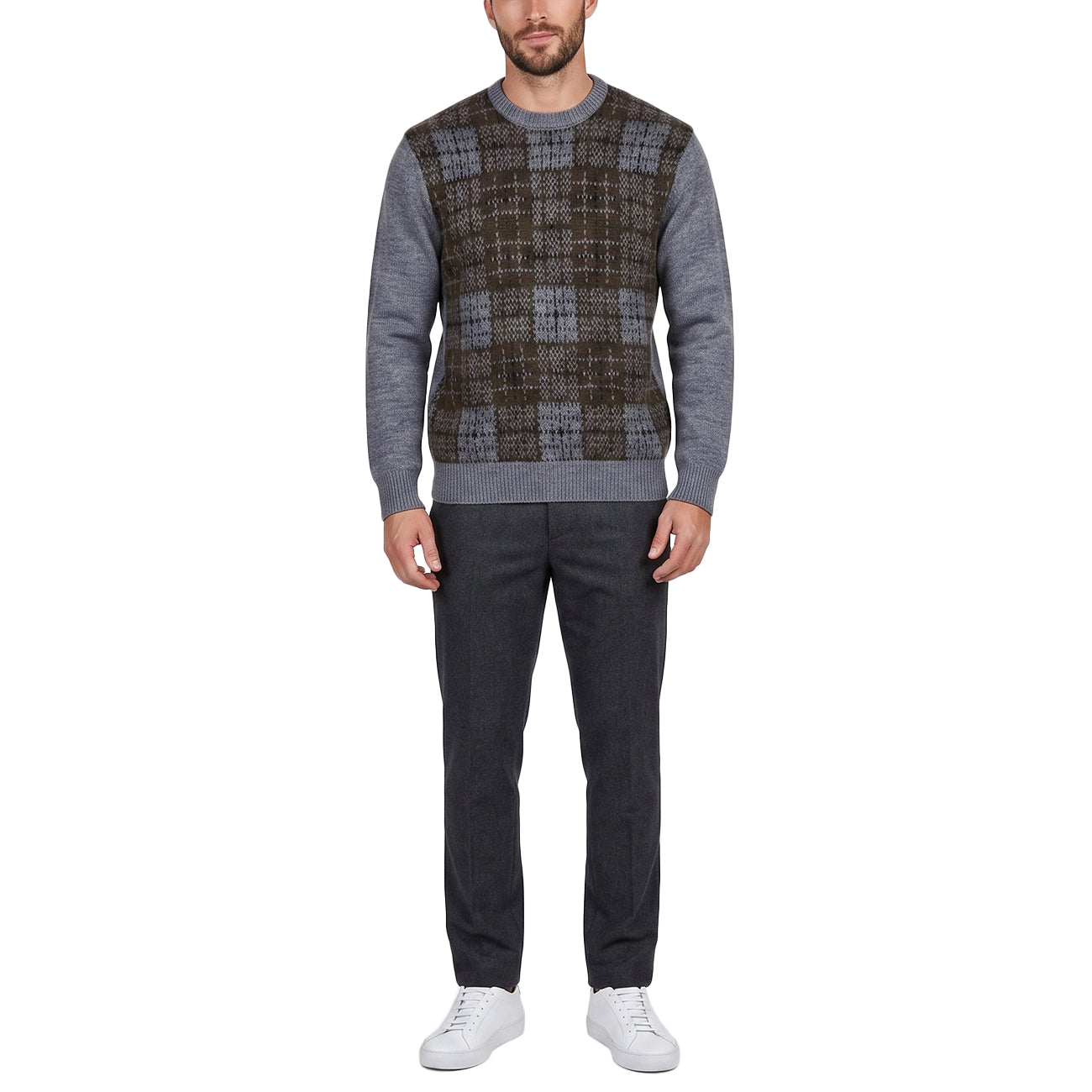ARMANI EXCHANGE Pullover Motivo Geometrico 6ZZM1DZMA9Z 4956 GRIGIO/VERDE 