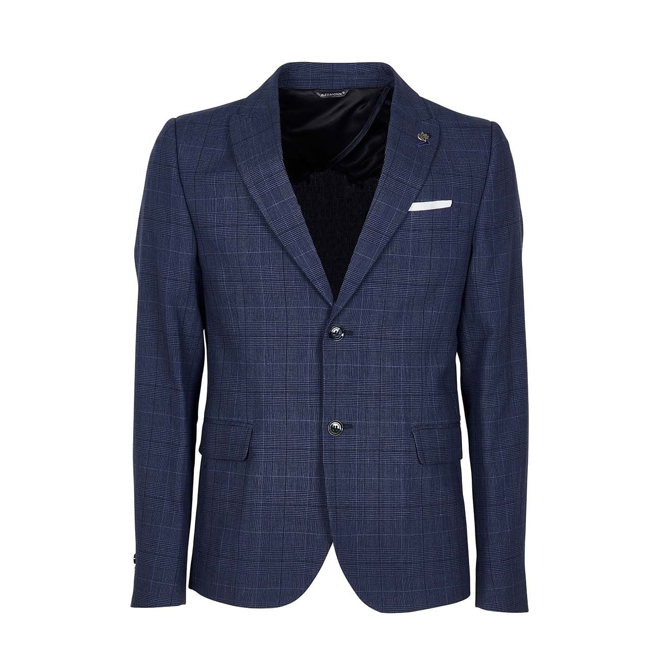 DANIELE ALESSANDRINI Giacca Equilibrio Rever Principe Di Galles Uomo Azzurro Blu G3323S23584100 123AZZURRO.BLU 