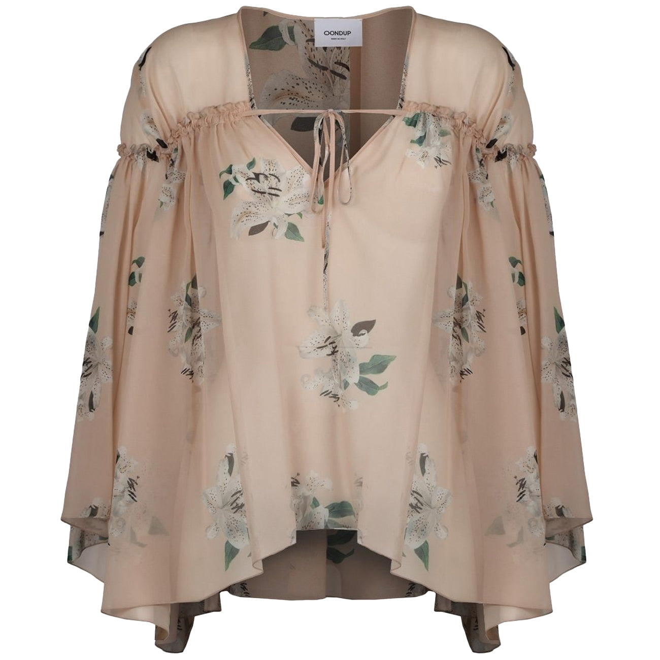 DONDUP Blusa Con Laccio Arricciata Con Fiori DC005 FF293C XXX 508 CIPRIA 