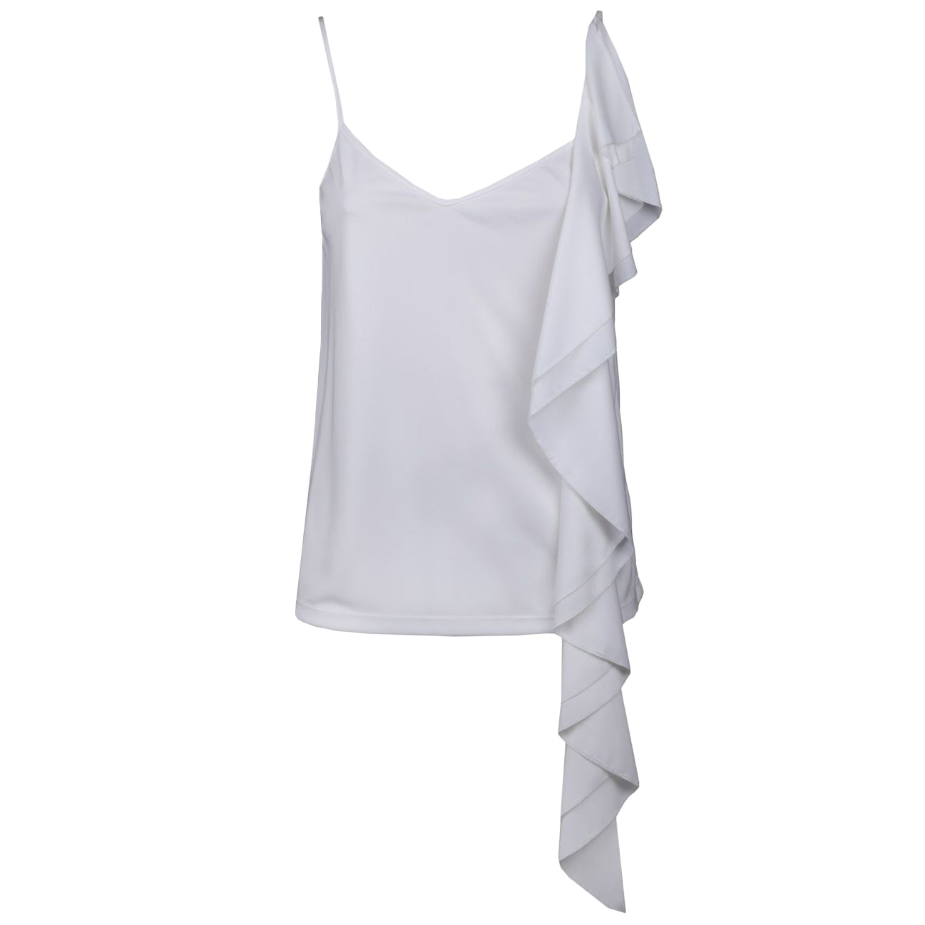 DONDUP Canotta In Jersey Scollo A V E Spalline Sottili S711 JF184D XXX 000 BIANCO 