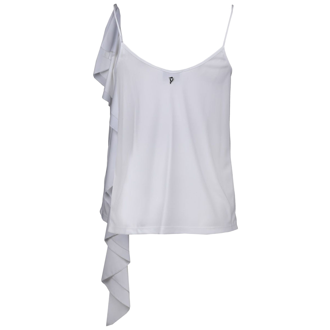 DONDUP Canotta In Jersey Scollo A V E Spalline Sottili S711 JF184D XXX 000 BIANCO 