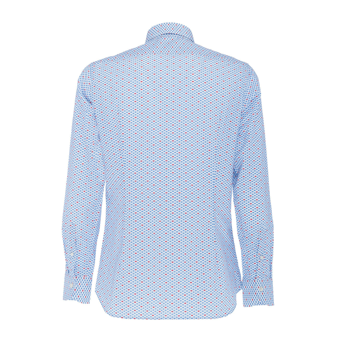 GUGLIELMINOTTI Camicia In Cotone Microfantasia Geometrica Uomo Bianco Blu Rosso GUG/1U4DFUR FB7BIANCO.BLU.ROSSO 