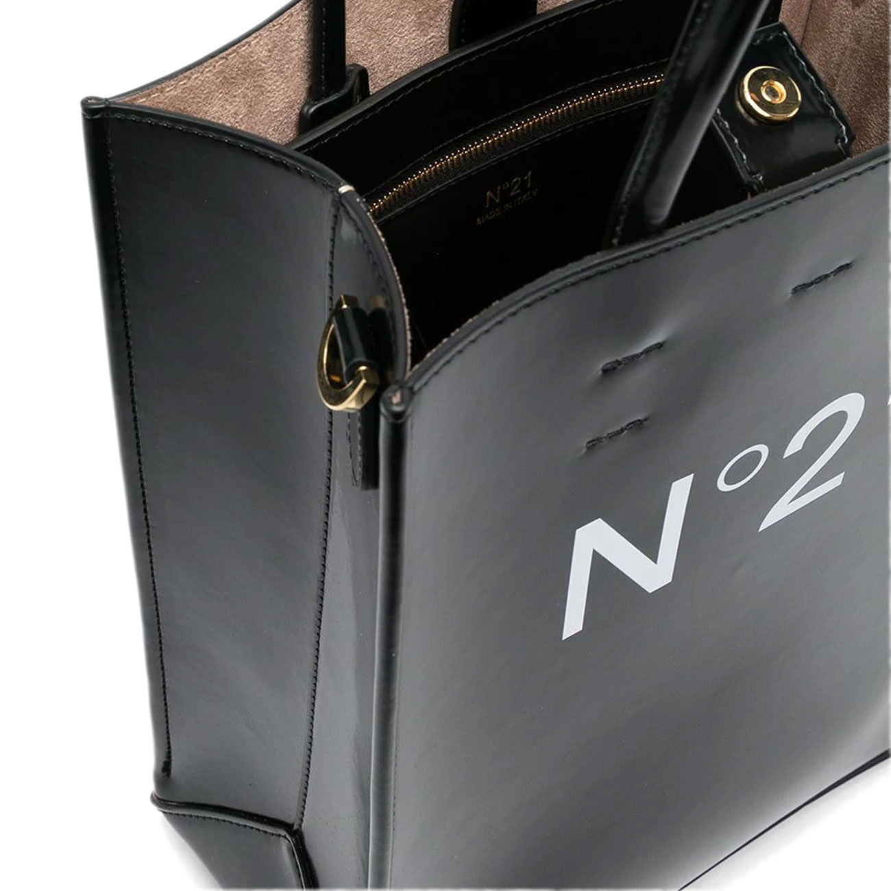 N°21 Shopping Bag Piccola In Ecopelle Con Logo Donna Black N21/21EBP0178BX00 N001BLACK 