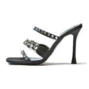 N°21 Decollete In Raso Con Catena E Strass Donna Black N21/21ECP0NV11071 X060BLACK 