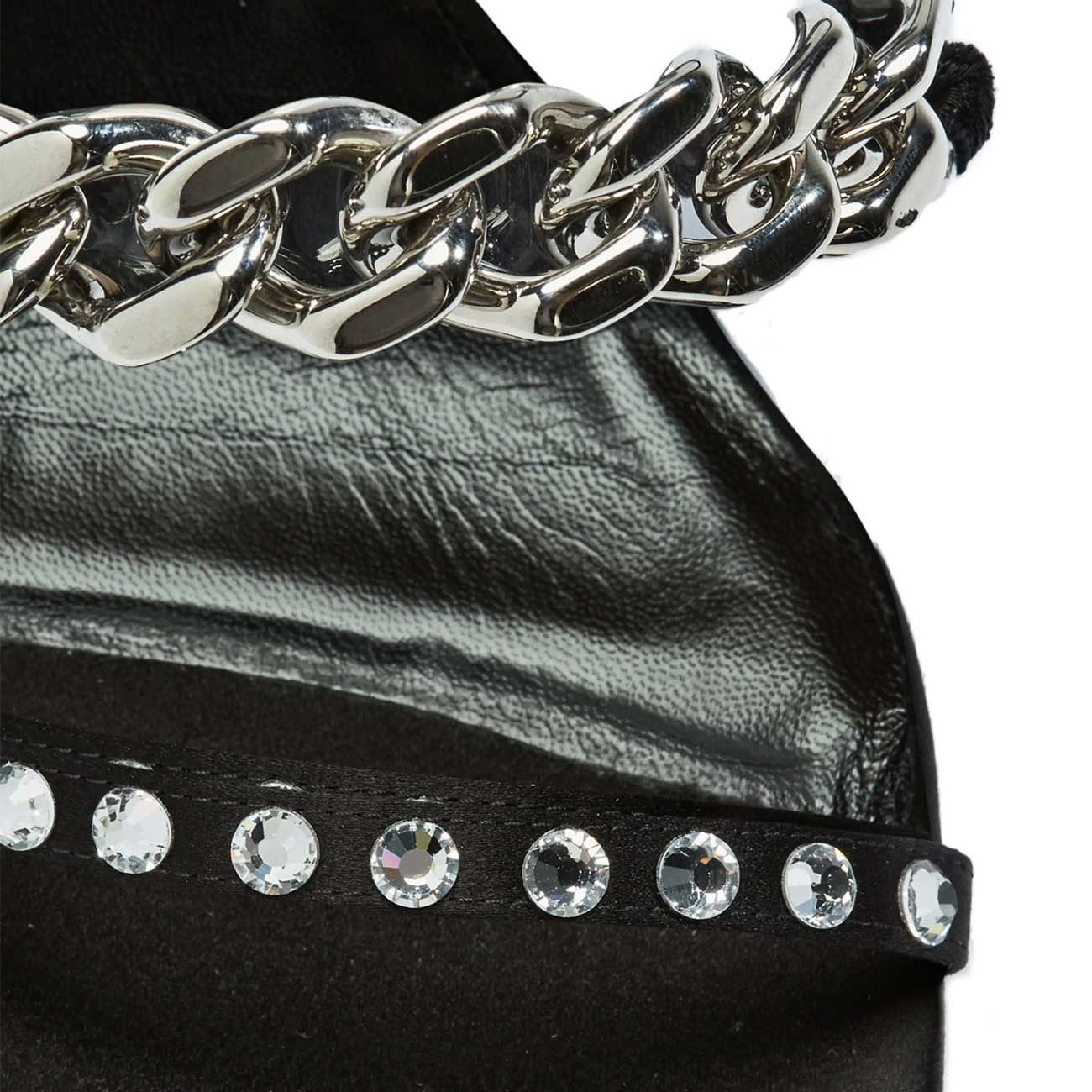 N°21 Decollete In Raso Con Catena E Strass Donna Black N21/21ECP0NV11071 X060BLACK 