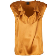 PINKO Top Fascinoso In Satin Con Volant 1G15M1/ZR64 L40 ZENZERO GLASSATO.CARAMELLO 