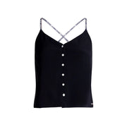 TOMMY JEANS Top In Crepe Con Spalline Logate Donna Nero DW0DW09762 BDSBLACK 