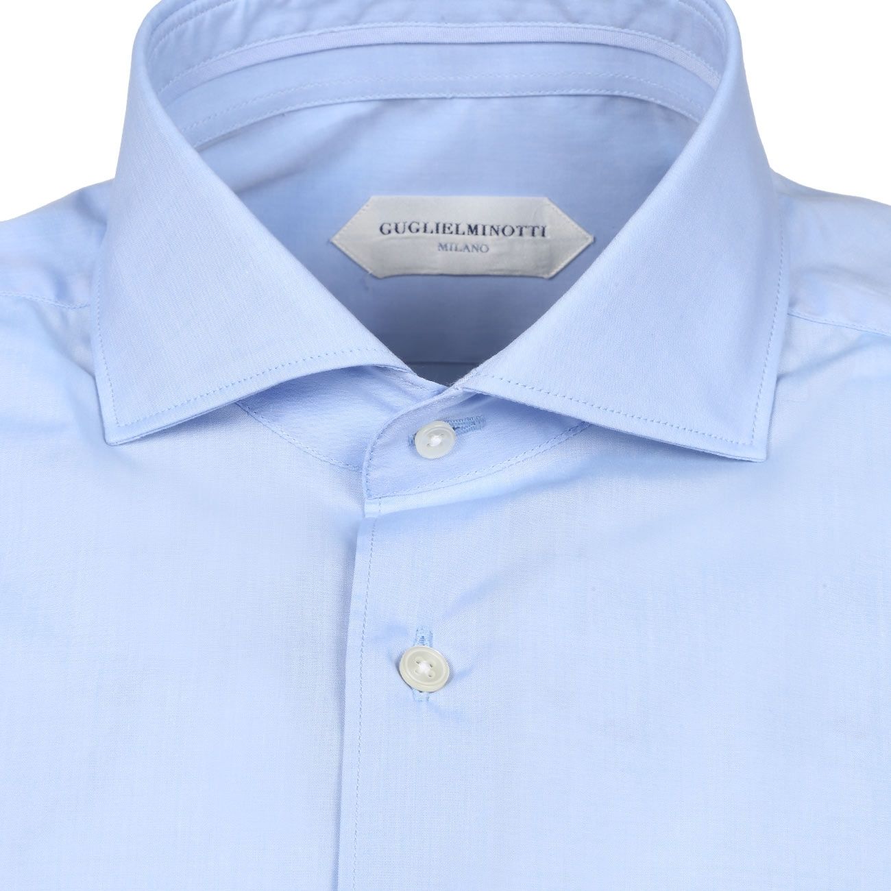 GUGLIELMINOTTI Camicia Slim In Cotone Stretch Con Collo Alla Francese Uomo Azzurro GUG/1SRAFRH UB1AZZ 