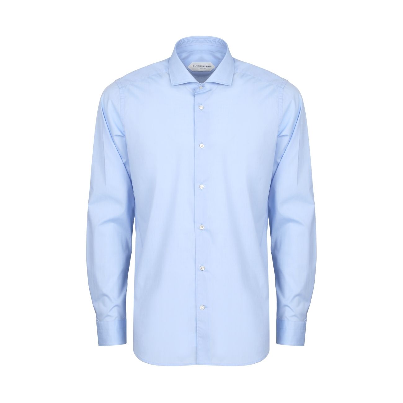 GUGLIELMINOTTI Camicia Slim In Cotone Stretch Con Collo Alla Francese Uomo Azzurro GUG/1SRAFRH UB1AZZ 