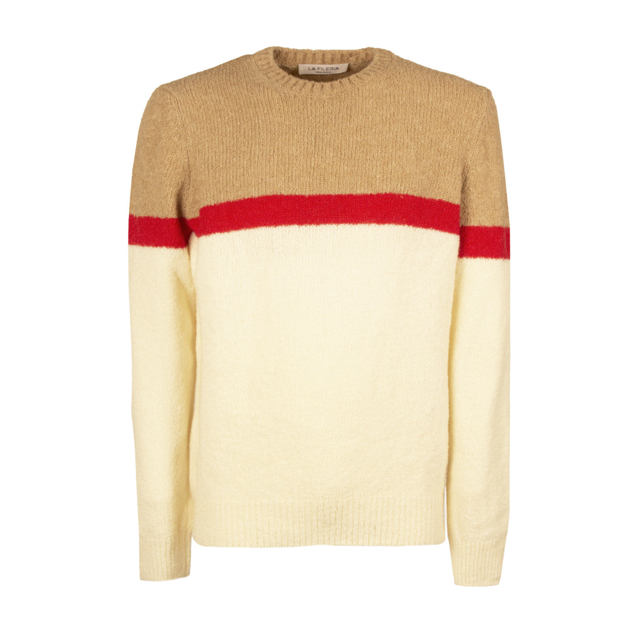 LA FILERIA Pull In Lana Uomo Cammello Bianco Rosso 13183/31802 005 CAMMELLO/BCO/ROSSO 