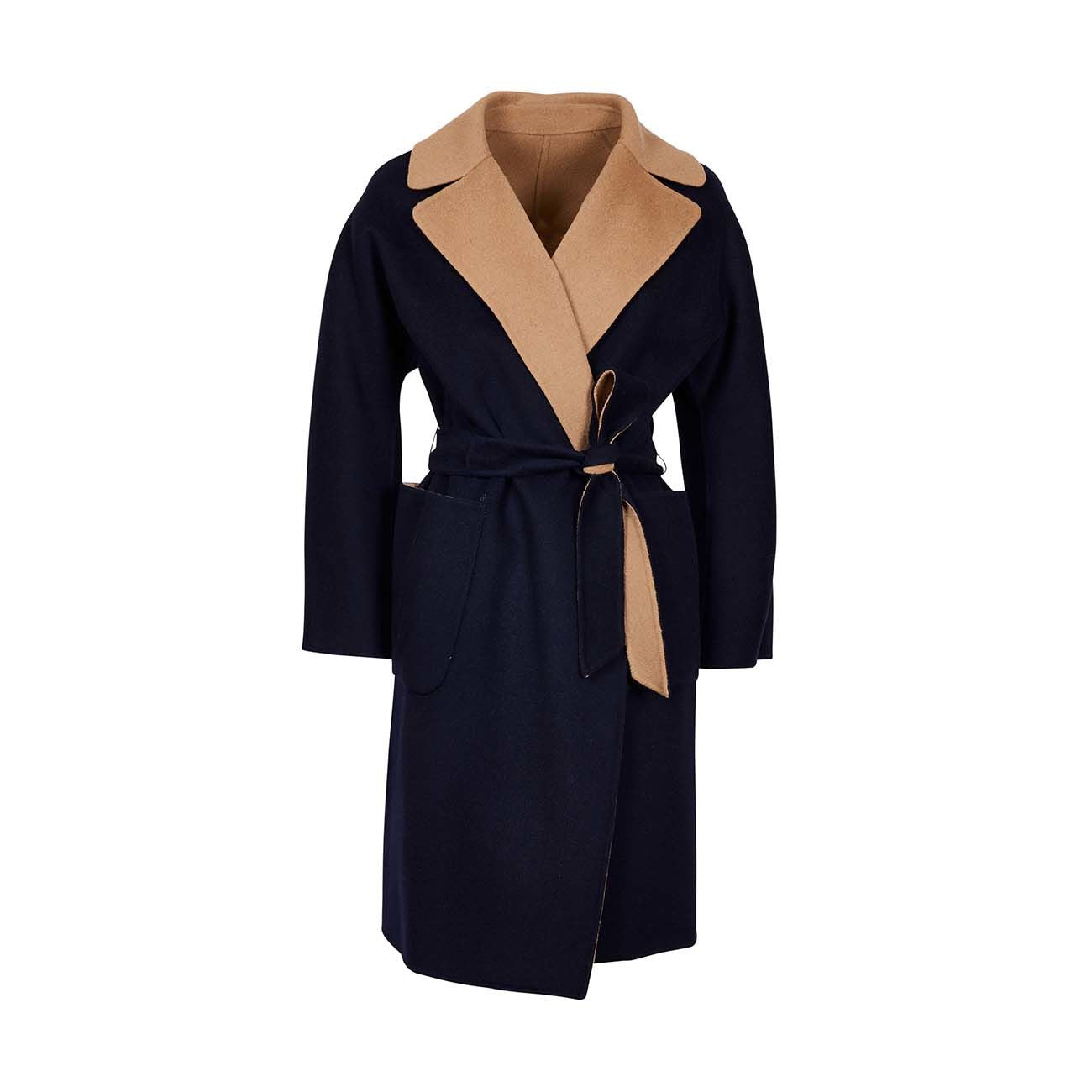 MAX MARA WEEKEND Cappotto Rail Reversibile In Lana Doppiata Donna Navy Cammello MM/50160319600 014NAVY.CAMMELLO 