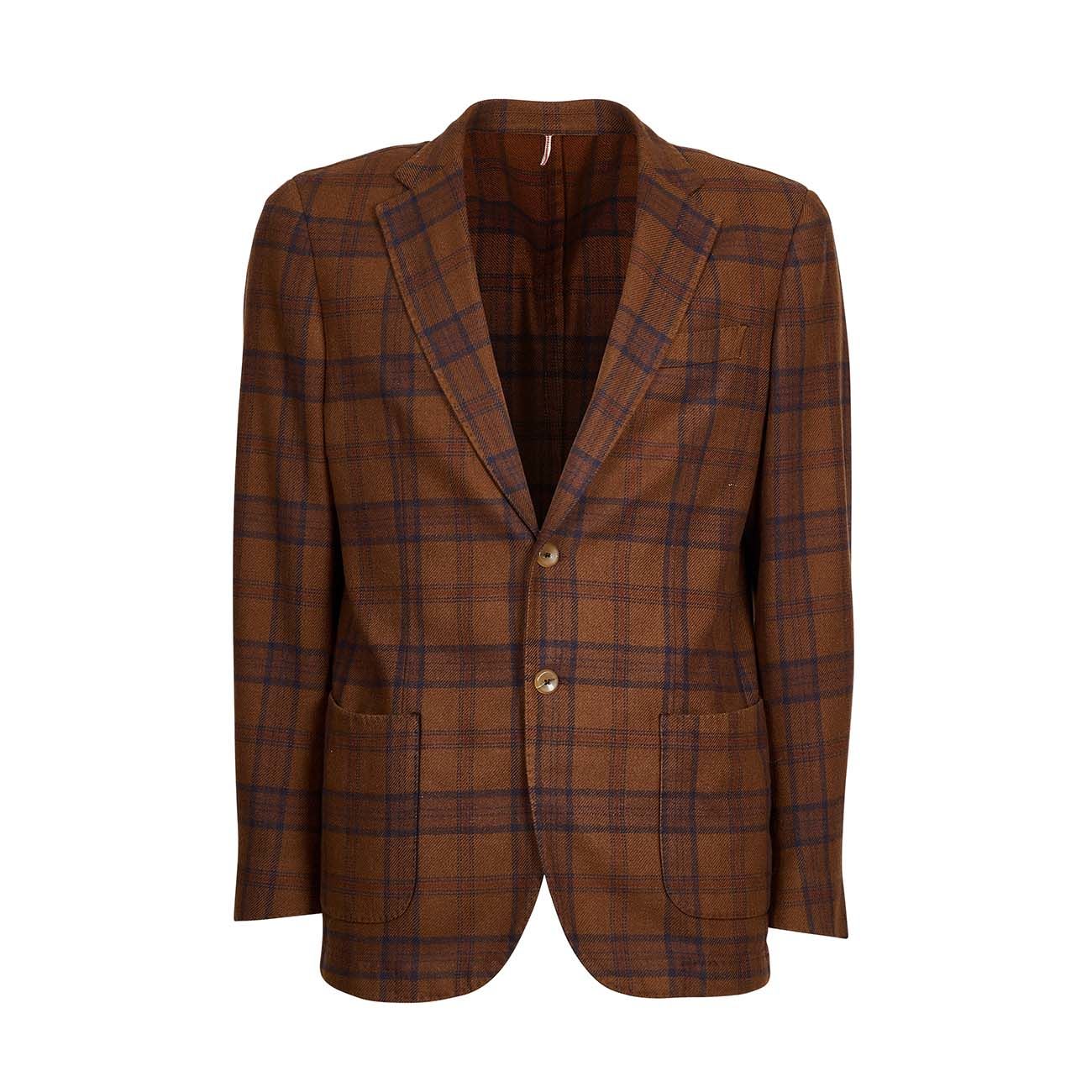 SANTANIELLO Giacca Scozzese Tartan A 2 Bottoni Uomo Cammello Blu SANTANIELLO/FLQ3081 54CCAMMELLO/BLU 