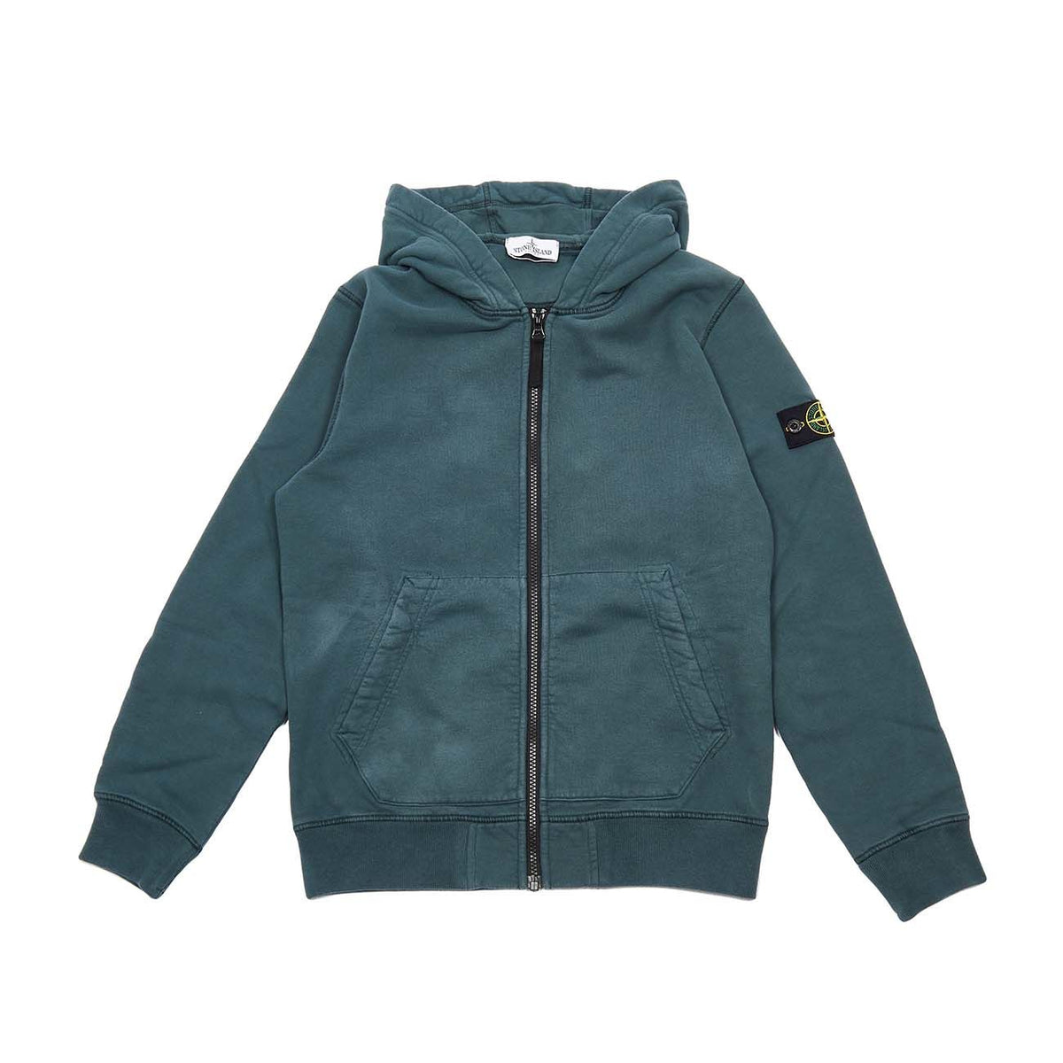 STONE ISLAND Felpa Fullzip Con Cappuccio Kids Petrol Verde ST/60740 V0057PETROL.VERDE 