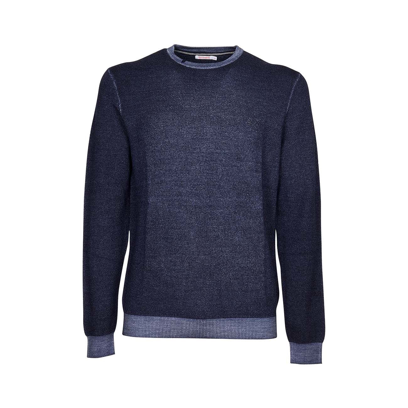 SUN68 Pullover Round Vintage Merinos Uomo Navy Blue K41127 07NAVY BLUE 