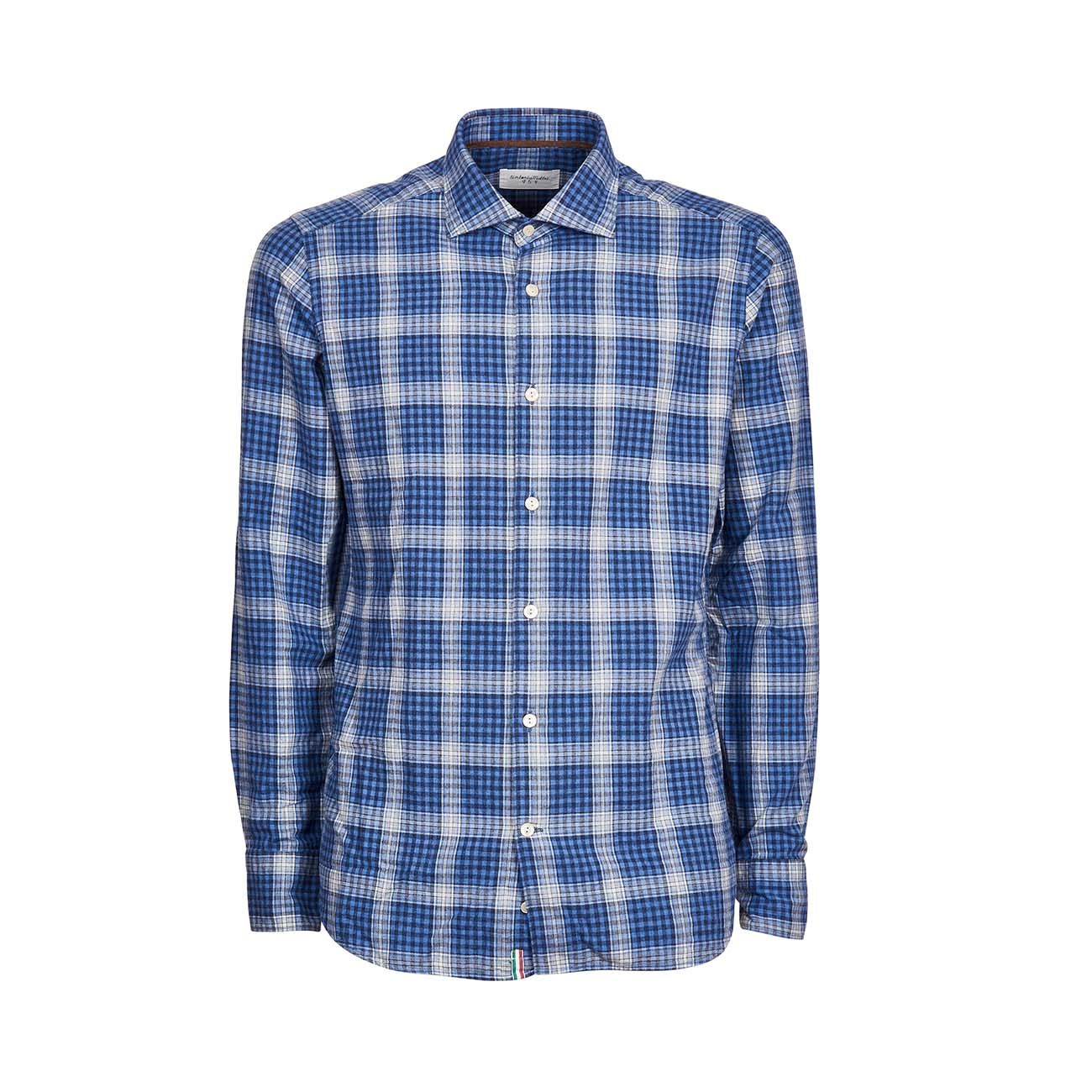 TINTORIA MATTEI 954 Camicia Maniche Lunghe Scozzese In Flanella Uomo Nero Azzurro Bianco TIN/1RKUNJW QD1NERO/AZZURRO/BIANCO 
