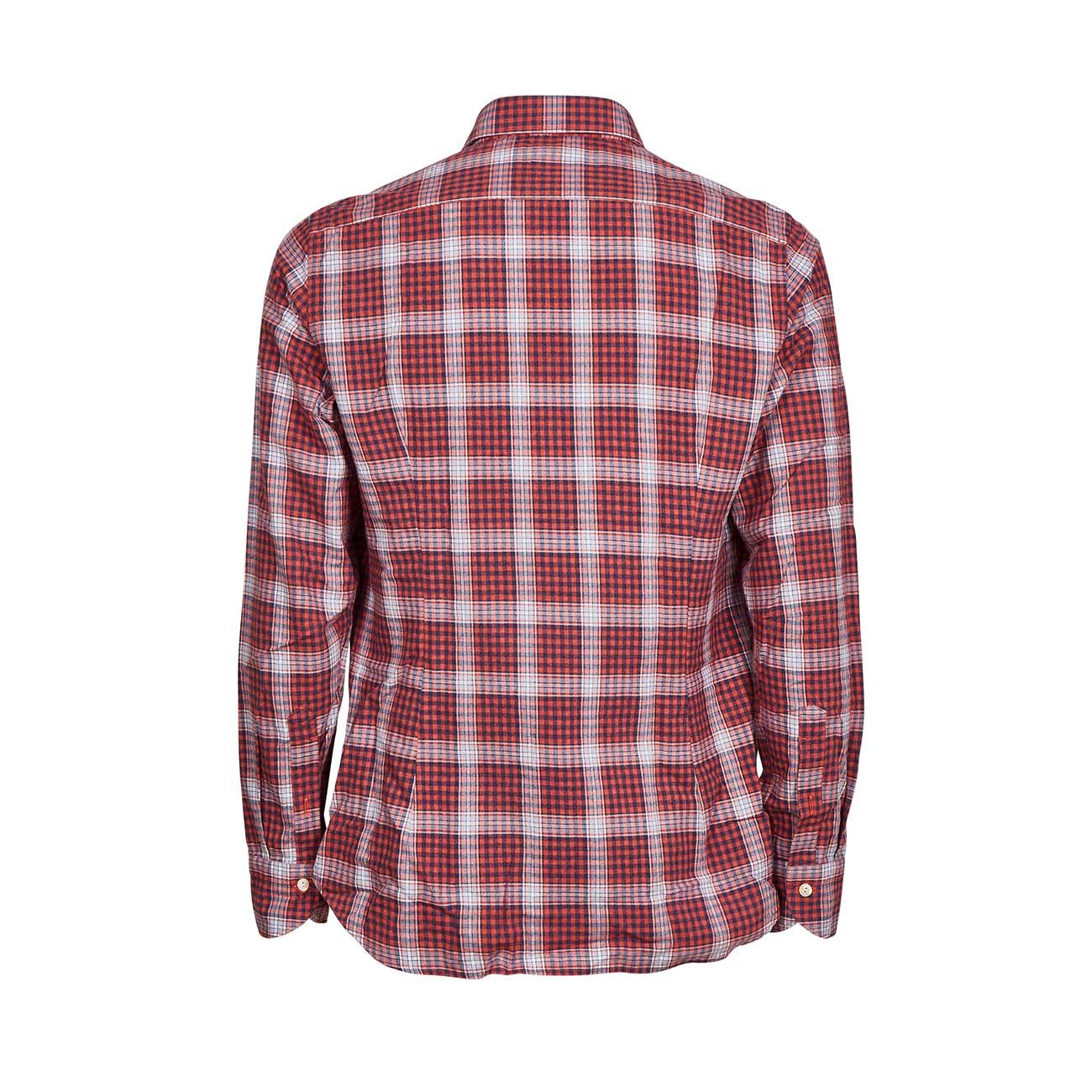 TINTORIA MATTEI 954 Camicia Maniche Lunghe Scozzese In Flanella Uomo Corallo Blu TIN/1RKUNJW QL1CORALLO/BLU 