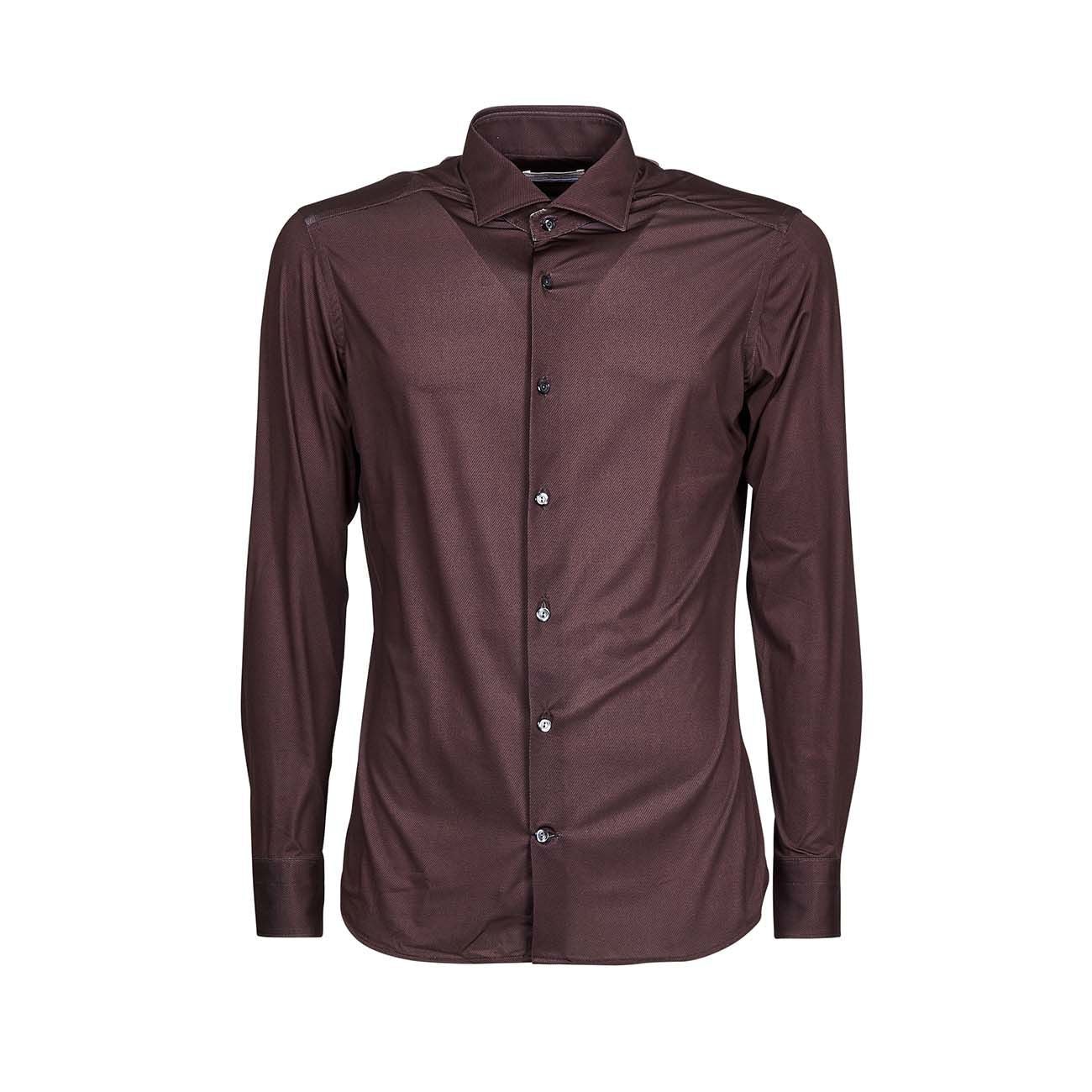 TINTORIA MATTEI 954 Camicia Airdelight In Tessuto Tecnico Uomo Marrone Nero TIN/1RLWN9J AR1MARRONE/NERO 