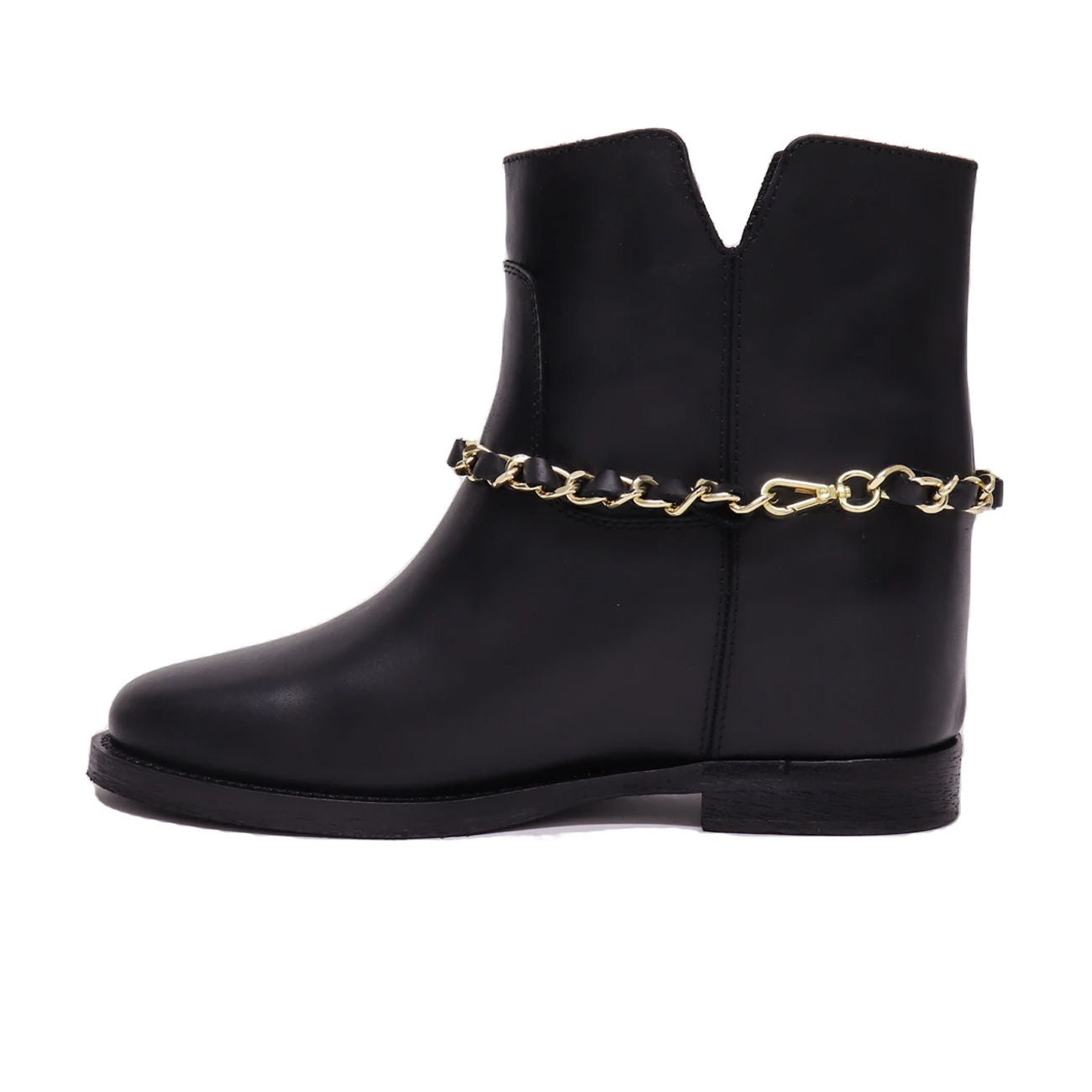 VIA ROMA 15 Stivaletti Bassi Con Catena Oro Donna Nero 3646/MALIBU NERO 