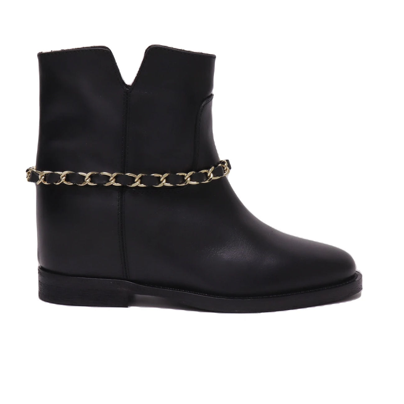 VIA ROMA 15 Stivaletti Bassi Con Catena Oro Donna Nero 3646/MALIBU NERO 