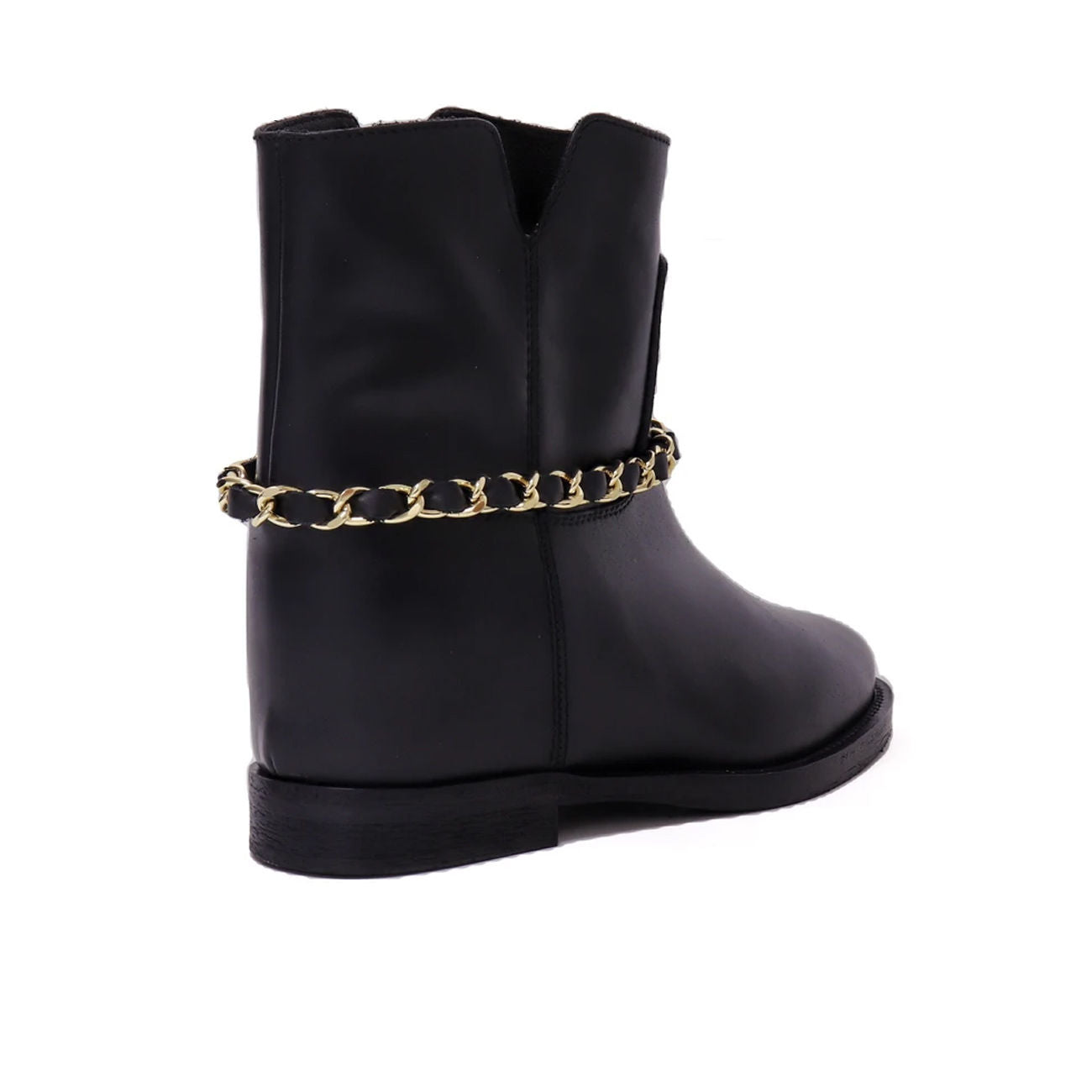 VIA ROMA 15 Stivaletti Bassi Con Catena Oro Donna Nero 3646/MALIBU NERO 