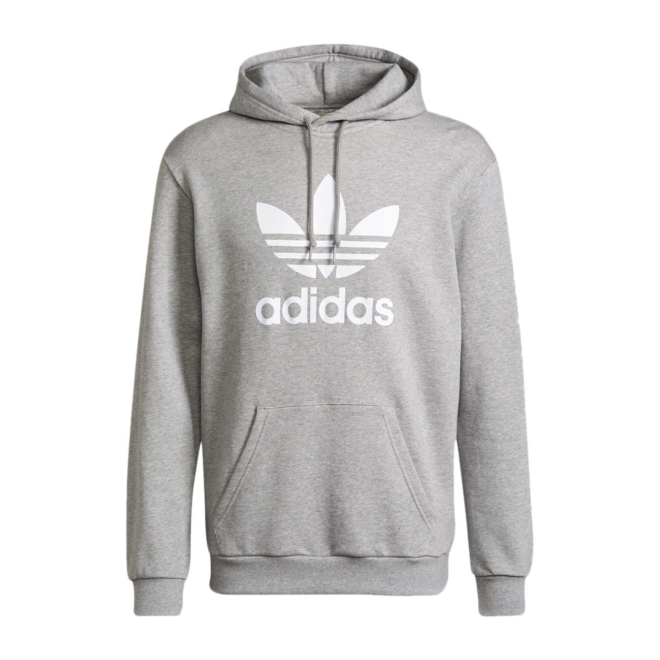 ADIDAS Felpa Con Cappuccio E Tascone Logo Trefoil Uomo Grey White H06669 GREY.WHITE 