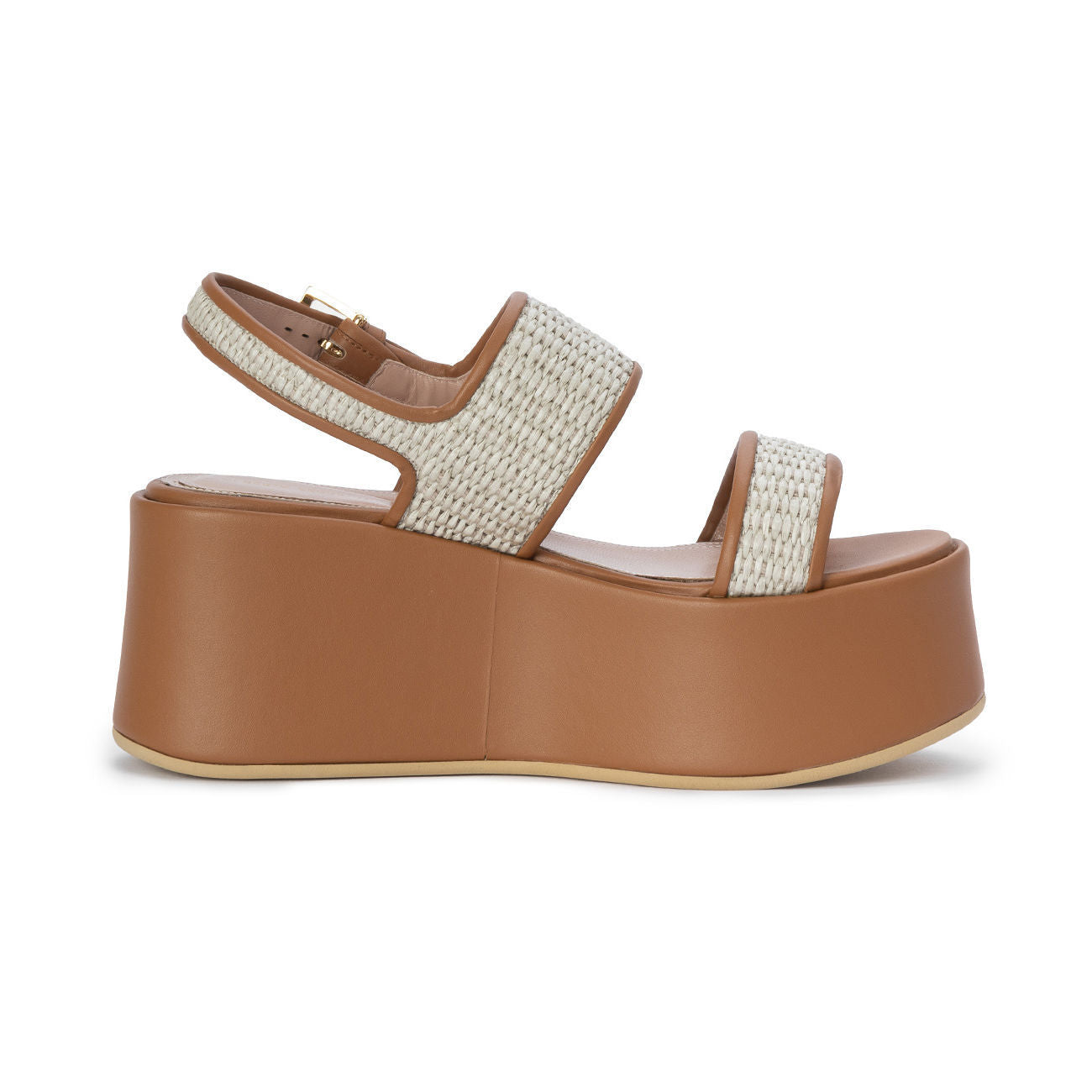 ALBERTA FERRETTI Sandali Con Zeppa In Rafia E Pelle Donna Cuoio AF/A6328/8203 81CUOIO 