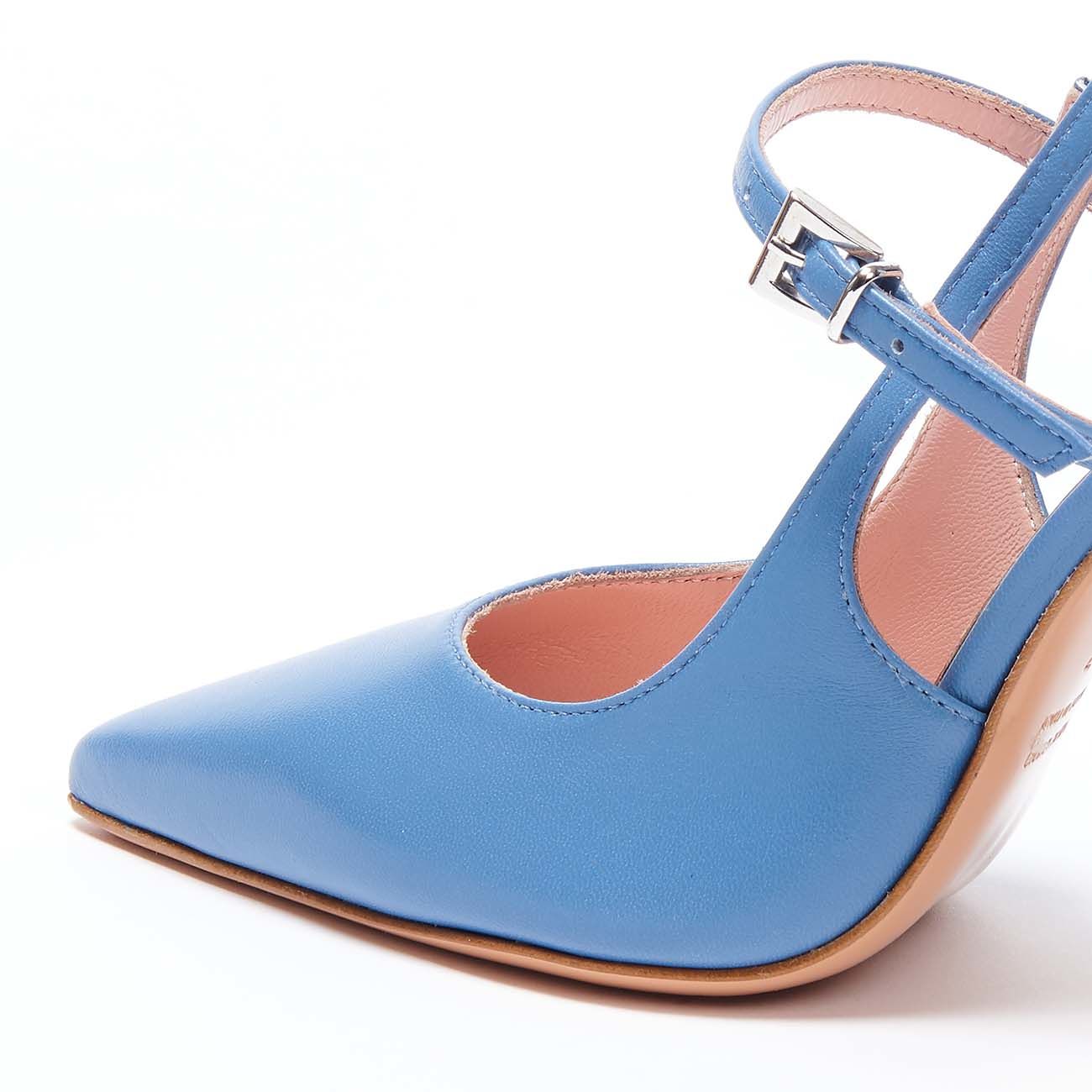 ANNA F. CHANEL D. A PUNTA C/TACCO 11 CM PELLE SPAZZOLATA ANNA F. 1395 AZZURRO 