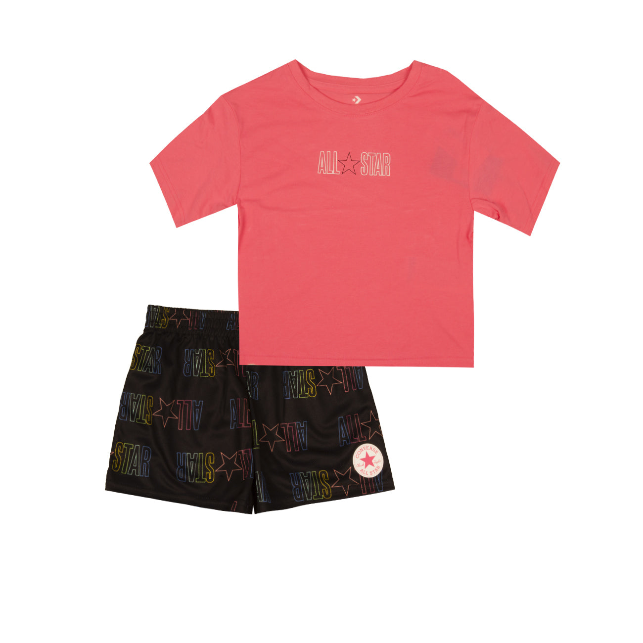 CONVERSE Set T-Shirt Boxy Mesh Shorts Bimba Black 3CC743 023BLACK 
