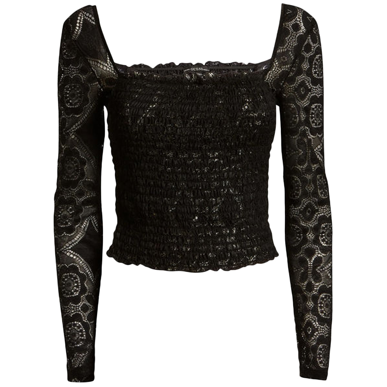 GUESS Top Mocked Decora Pizzo Donna Jet Black W2GP14KB3M0 JBLKJETBLACKA996 
