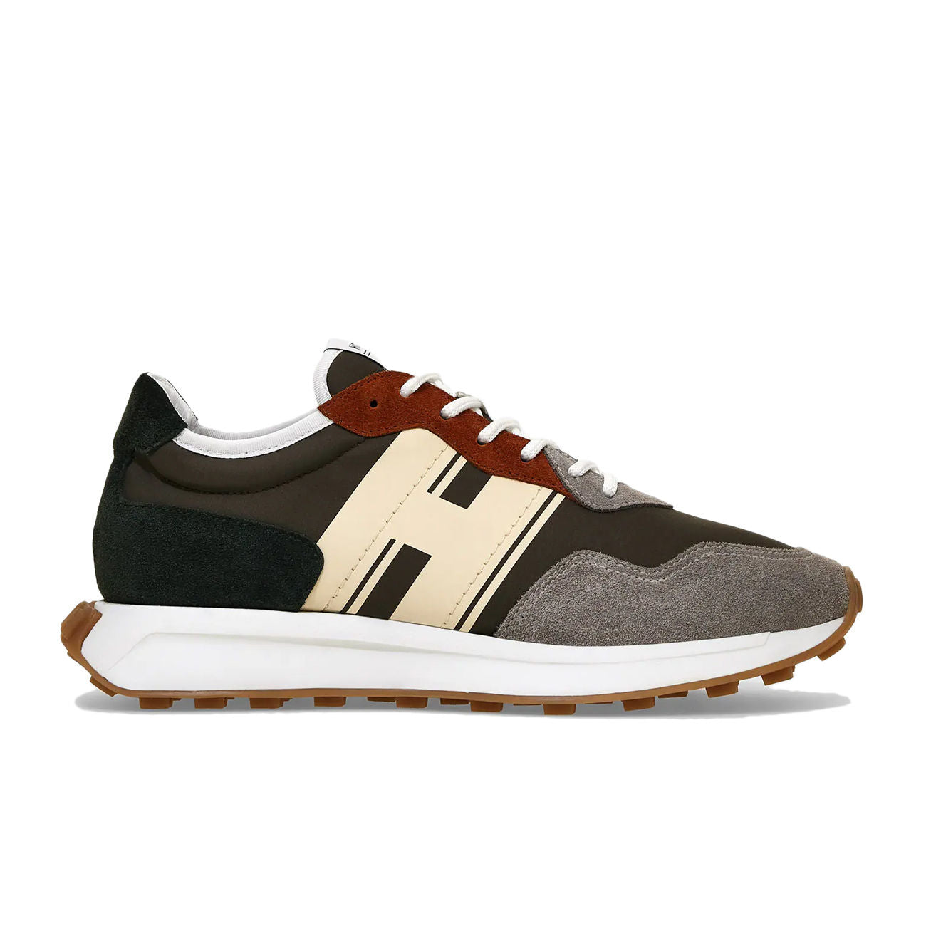 HOGAN Sneakers H601 Uomo Verde Grigio Beige HXM6010EG00N3K836P VERDE.GRIGIO.BEIGE 