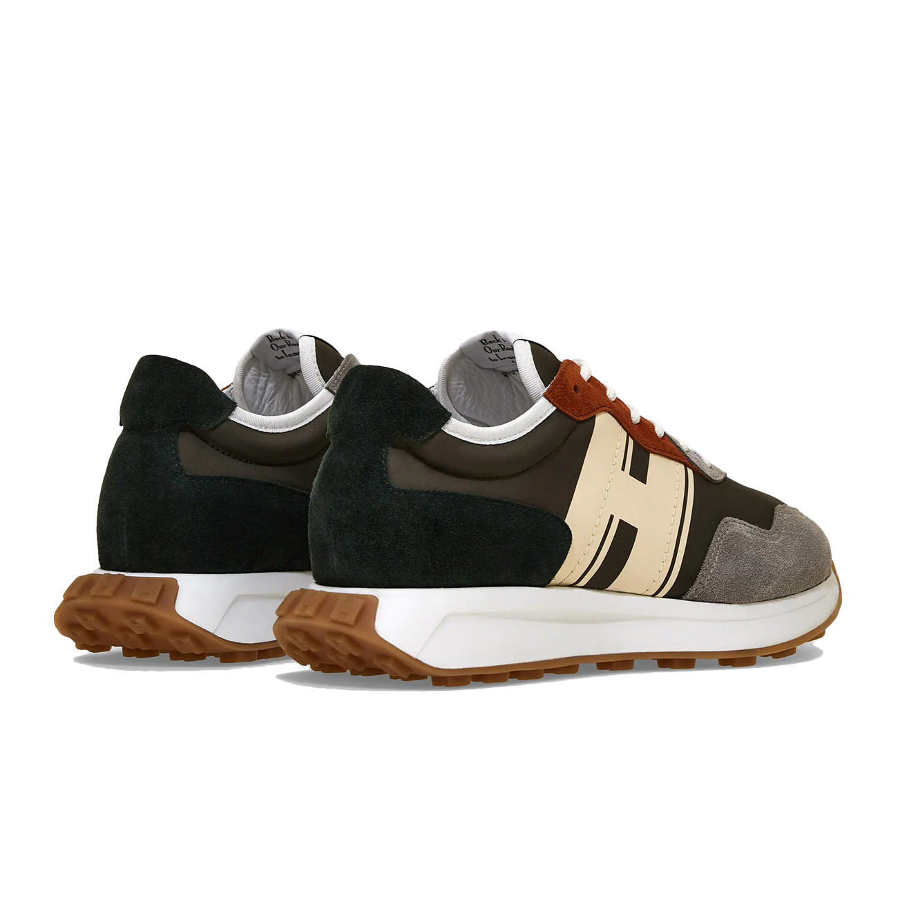 HOGAN Sneakers H601 Uomo Verde Grigio Beige HXM6010EG00N3K836P VERDE.GRIGIO.BEIGE 