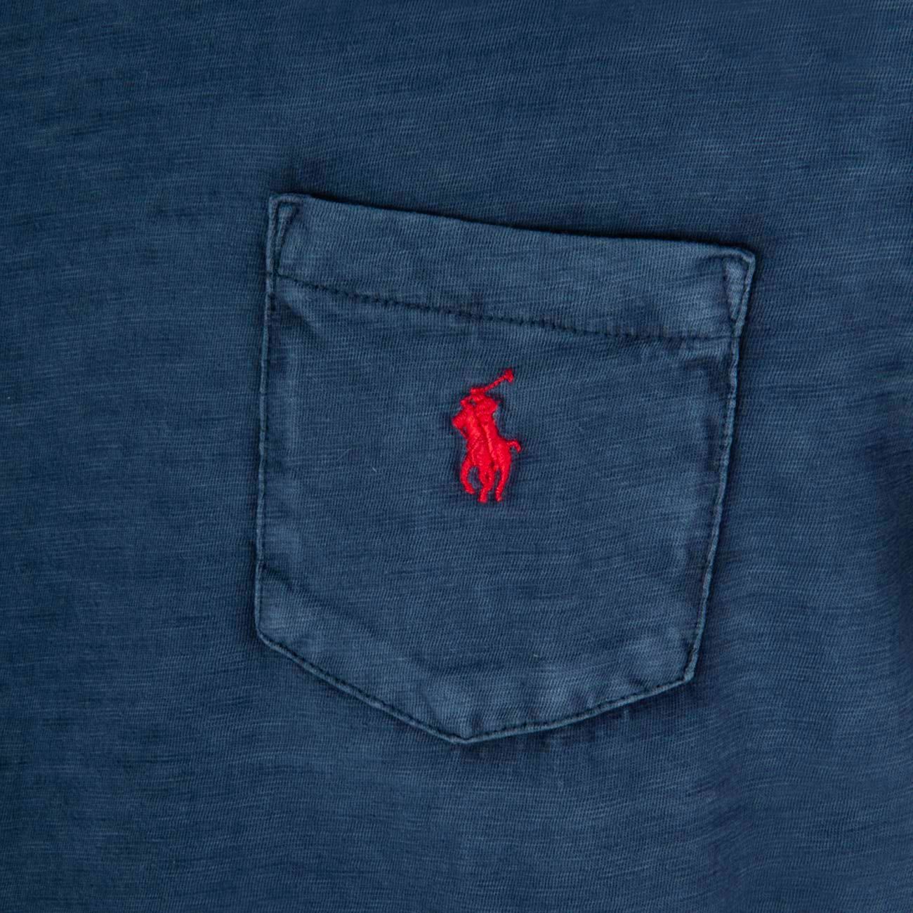 POLO RALPH LAUREN T-Shirt Delave' Custom Slim Con Taschino Uomo Navy 710795137 003 NAVY 