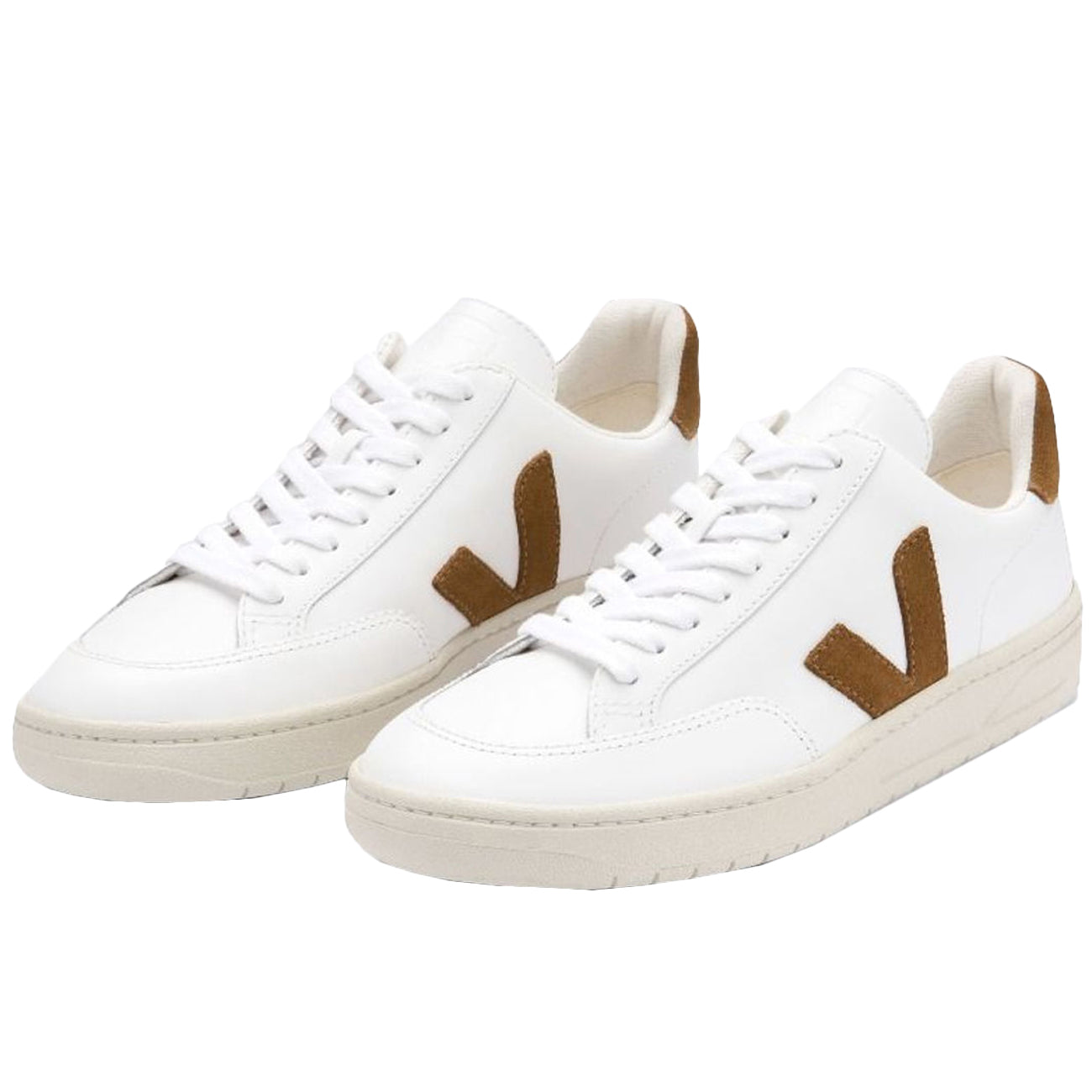VEJA Sneakers V-10 Leather Uomo Extra White Camel VX0202652 EXTRAWHITE.CAMEL 