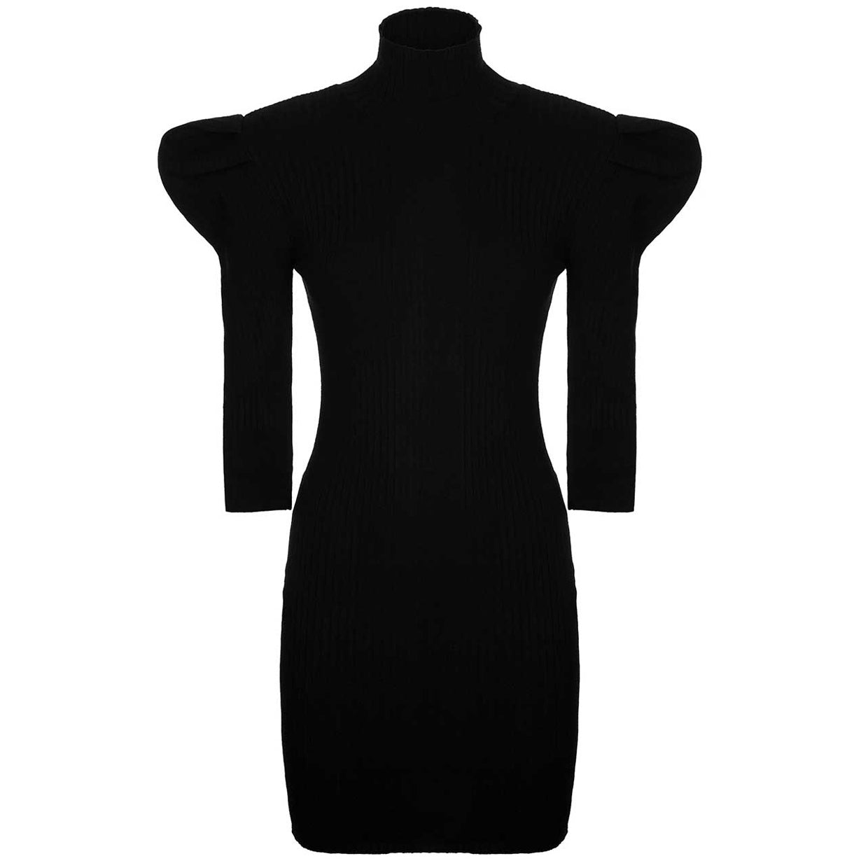 AKEP Abito Mini A Coste A Sbuffo 23FWKD12064/99 BLACK 