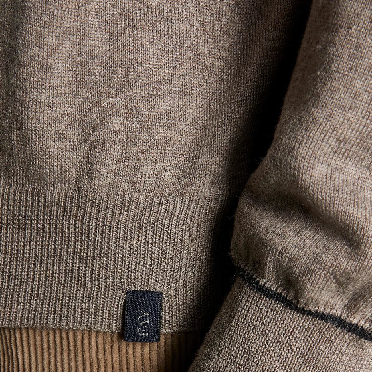 FAY Pull Lana Rasata Con Toppe Uomo Castoro/Argilla Scuro NMMC1452230FDS 01FP CASTORO/ARGILLA SCURO 
