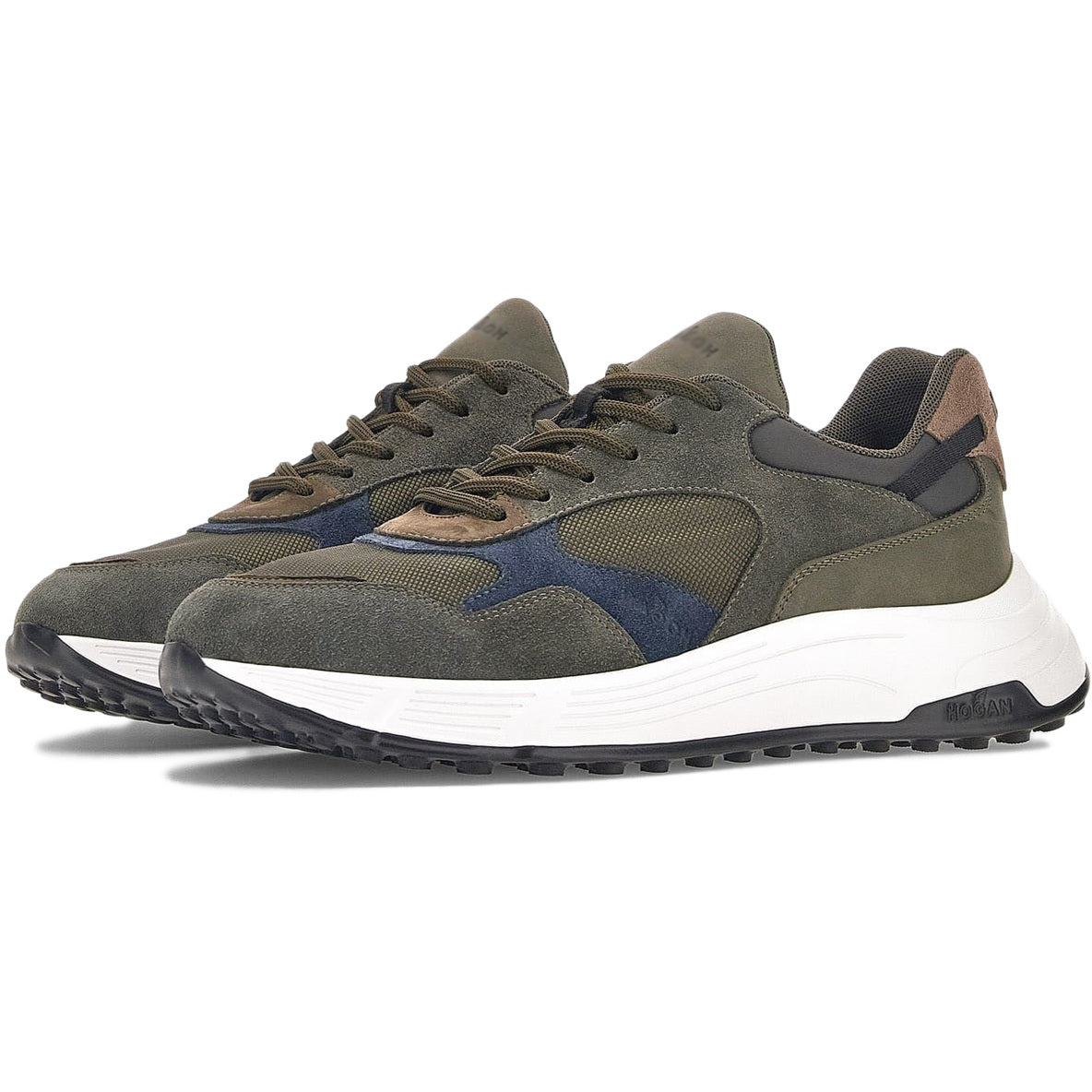 HOGAN Sneakers Hyperlight Allacciato Bimateriale Uomo Verde/Blu HXM5630DM900CQ684J VERDE/BLU 