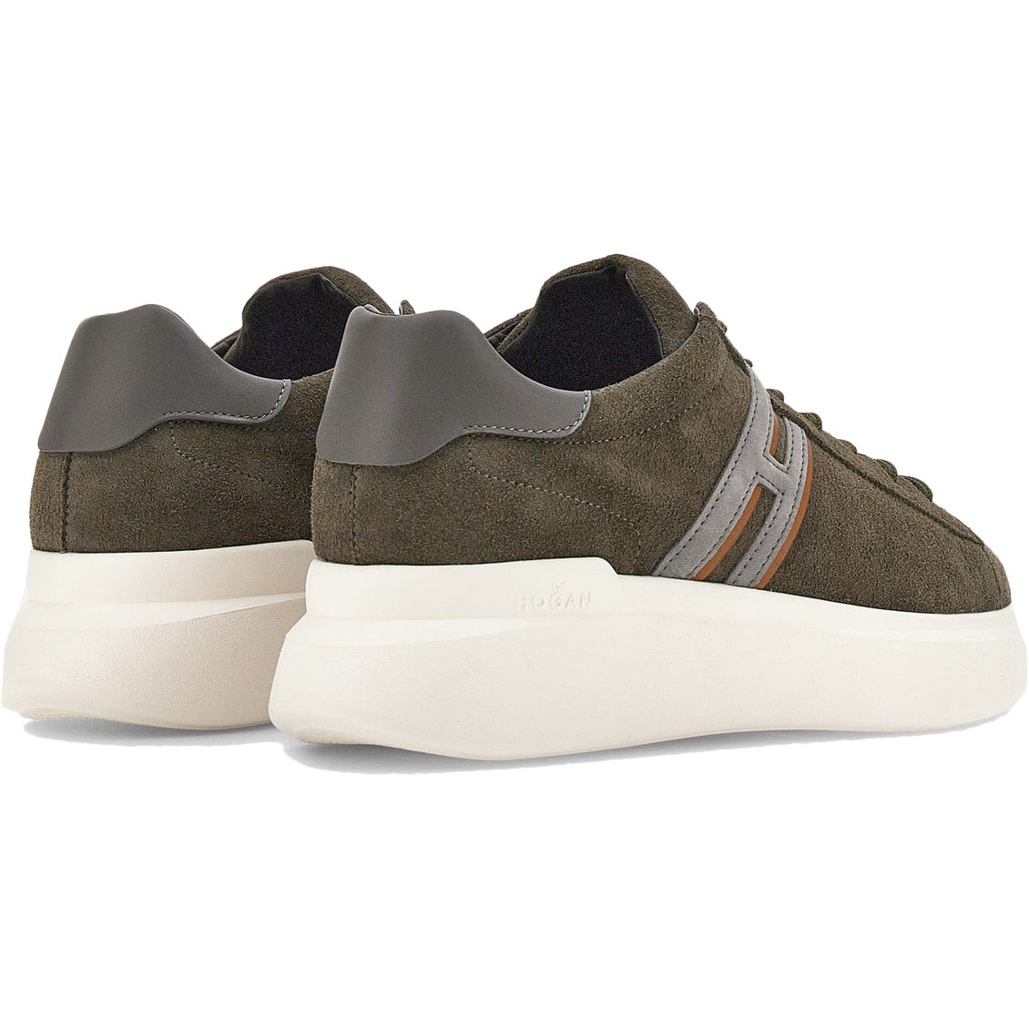 HOGAN Sneakers H580 Allacciato Slash Camoscio Uomo Verde/Grigio HXM5800DV422X5849G VERDE/GRIGIO 